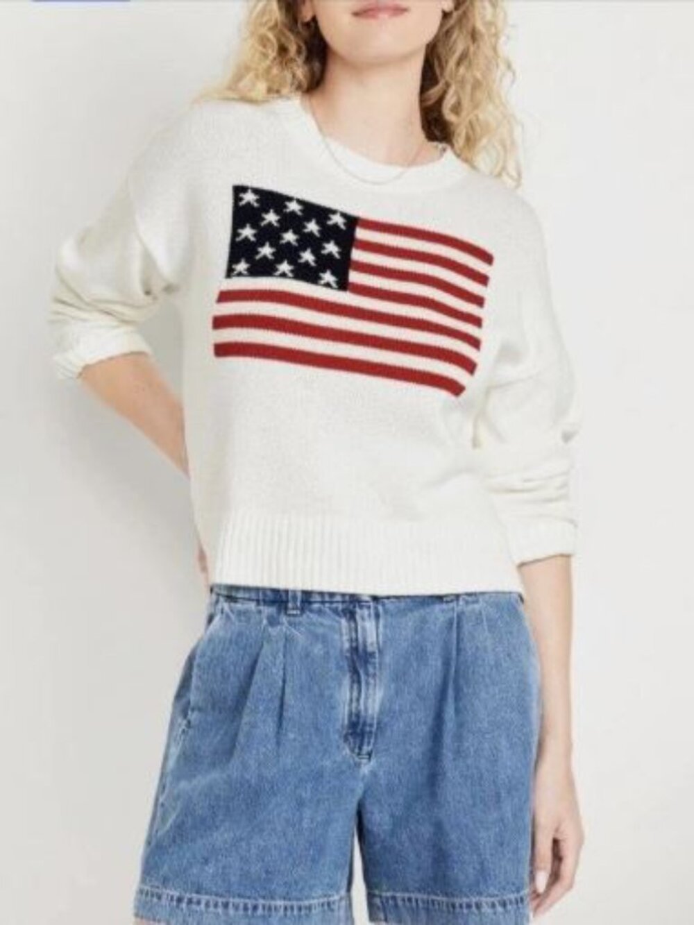 Old Navy NWT White USA Flag Sweater Women's Size XXL